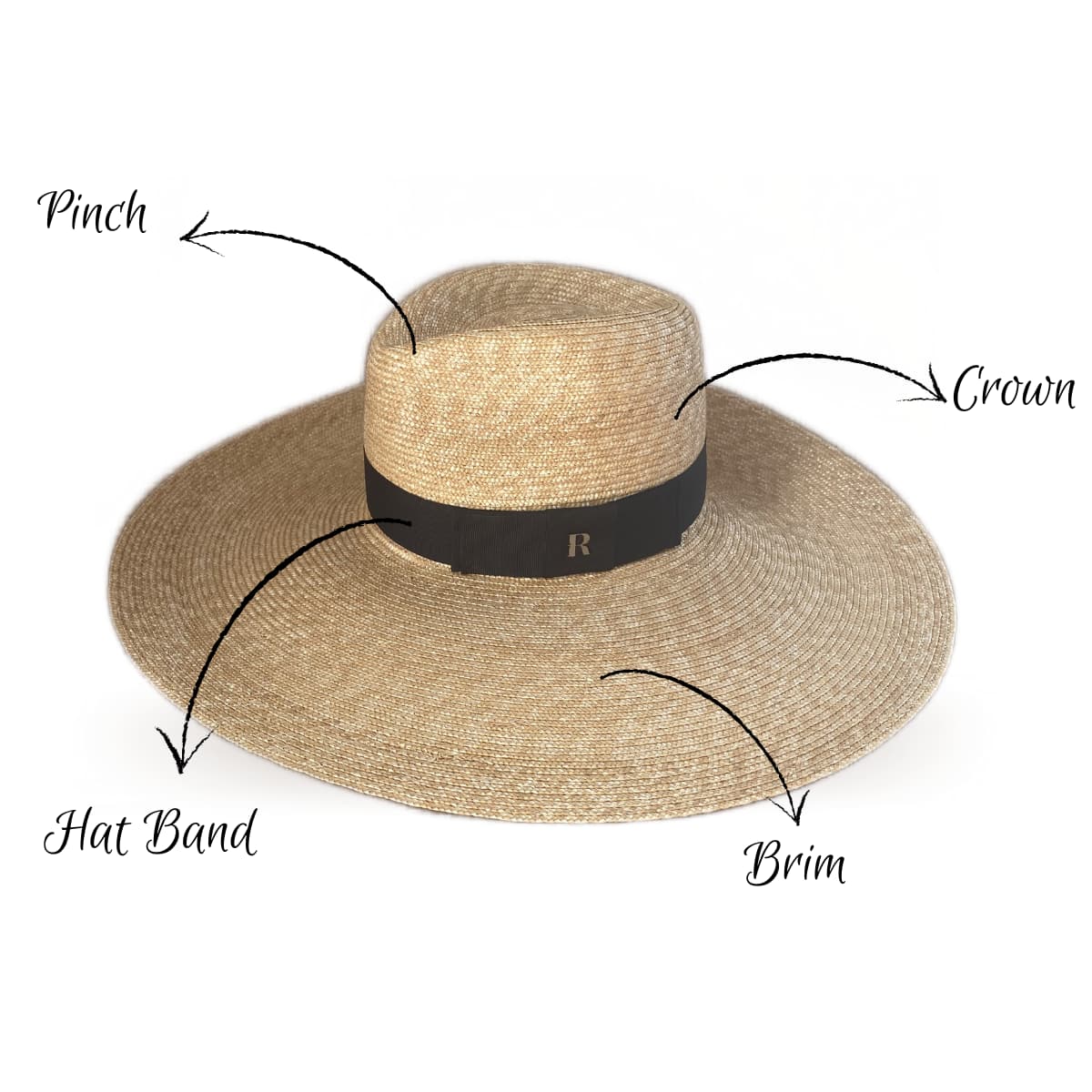 Belair Large Brim Straw Hat with Black Ribbon - Raceu Hats